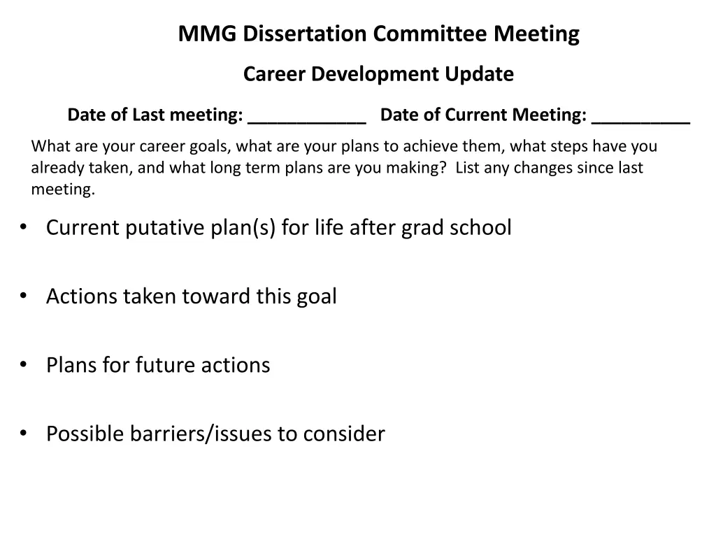 mmg dissertation committee meeting