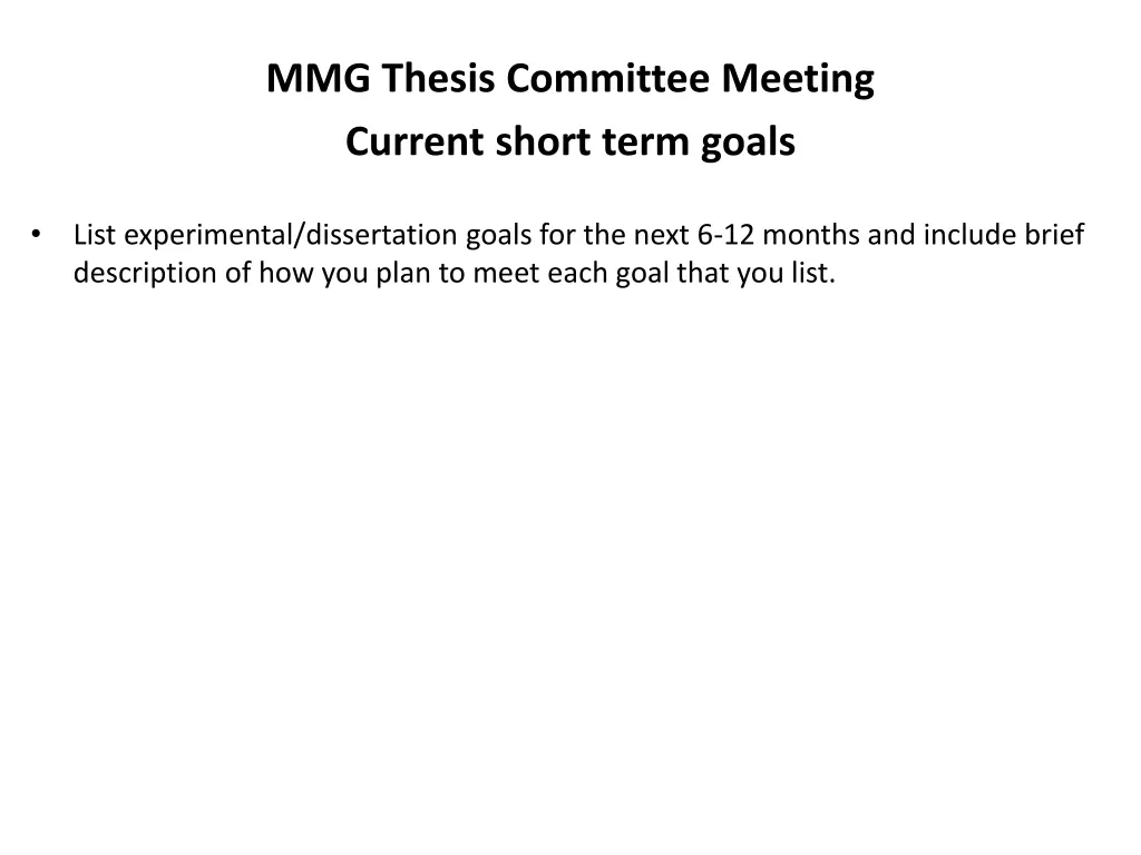 mmg thesis committee meeting current short term