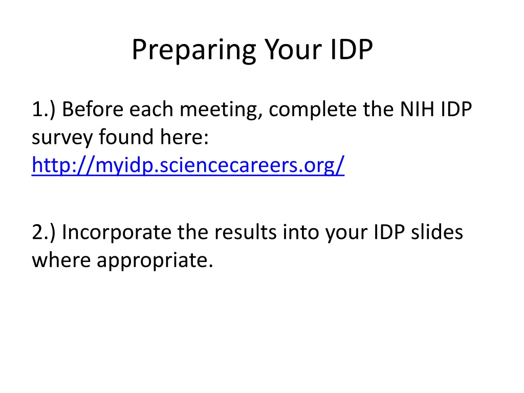 preparing your idp