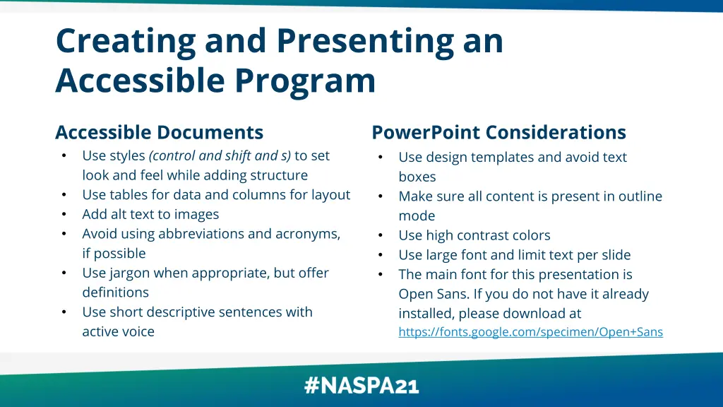 creating and presenting an accessible program 1