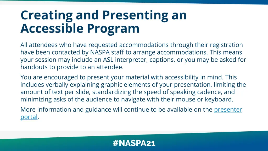 creating and presenting an accessible program