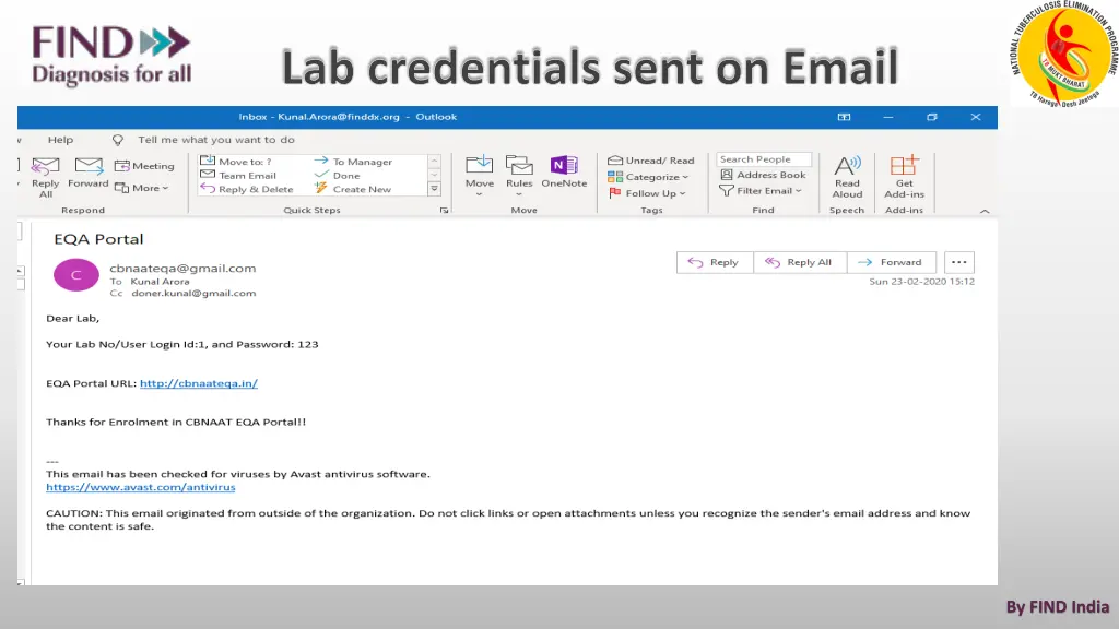 lab credentials sent on email