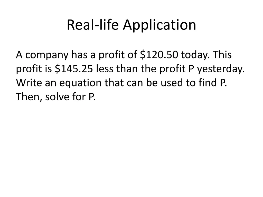 real life application