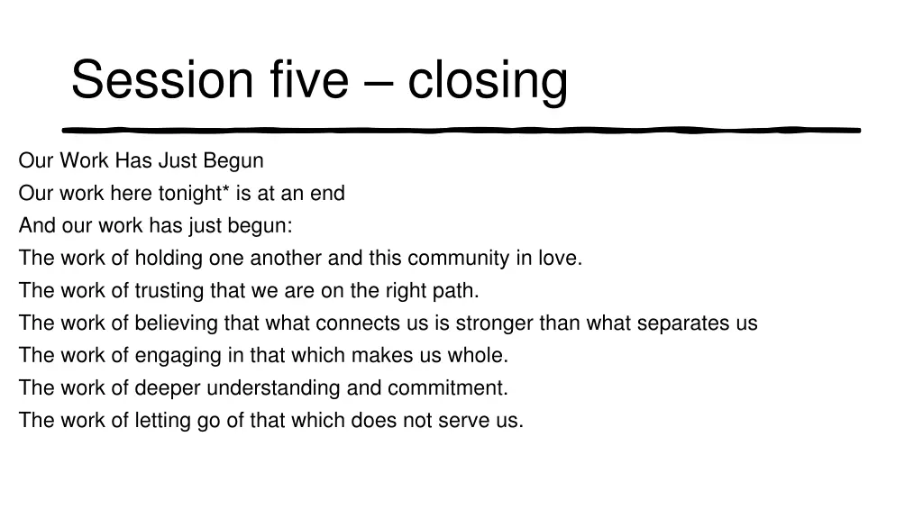 session five closing
