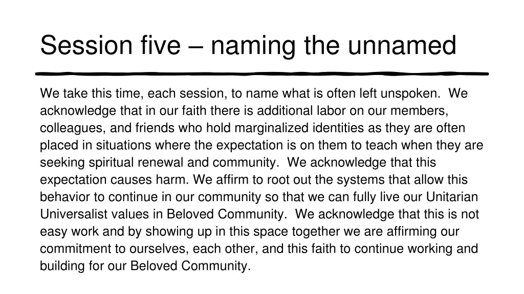 session five naming the unnamed