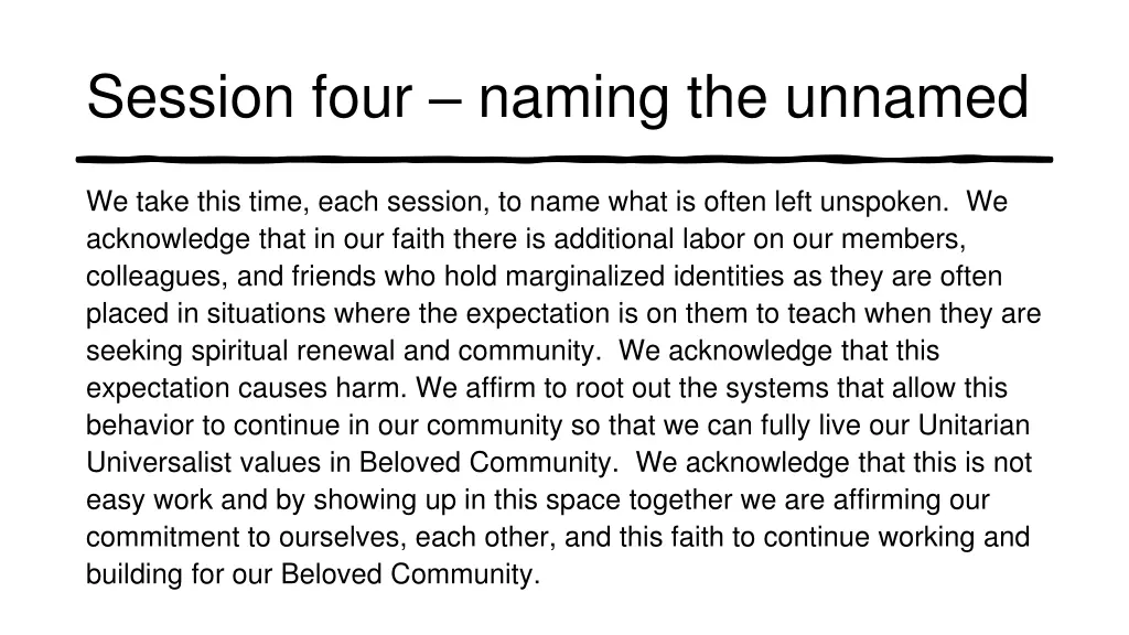 session four naming the unnamed
