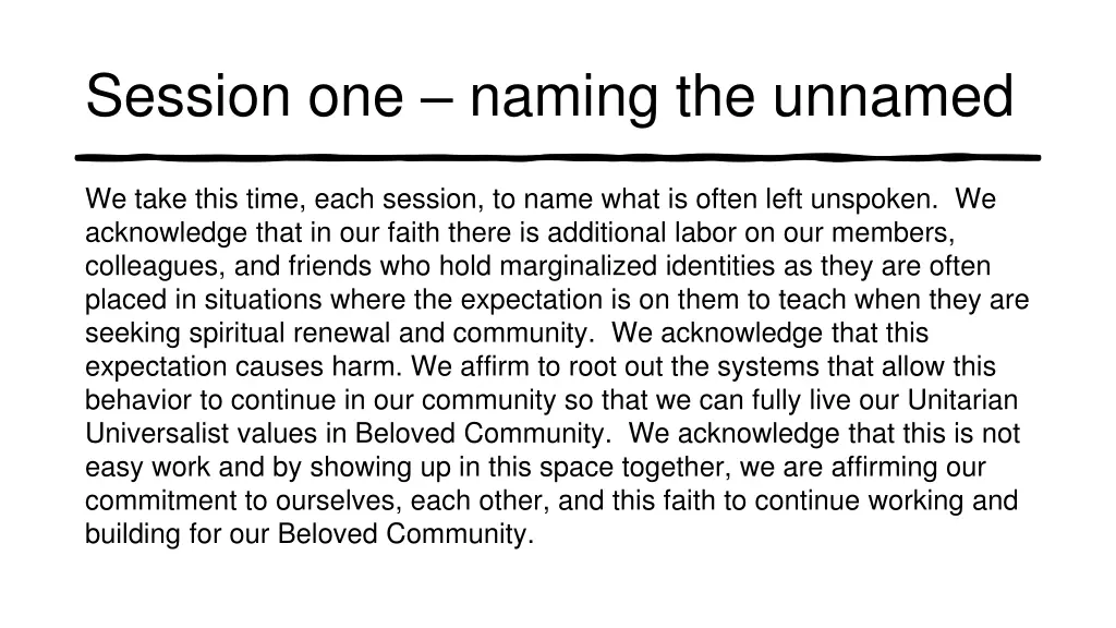 session one naming the unnamed