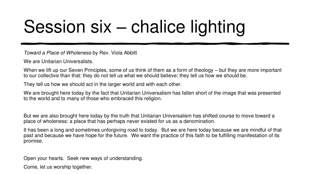 session six chalice lighting
