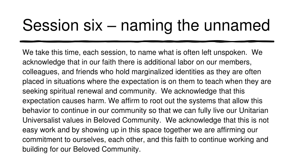 session six naming the unnamed