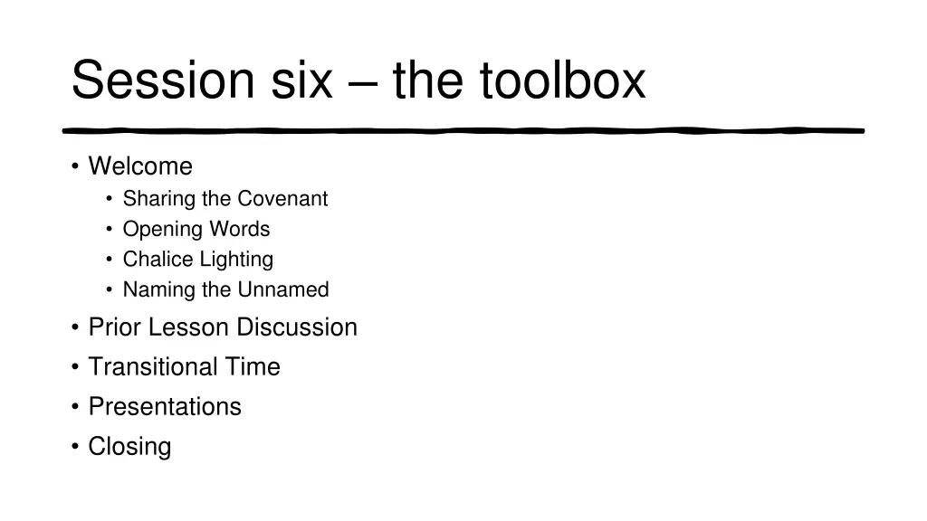 session six the toolbox