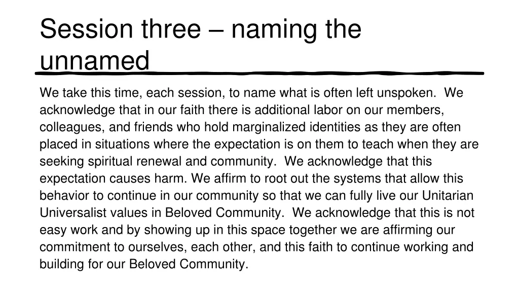 session three naming the unnamed