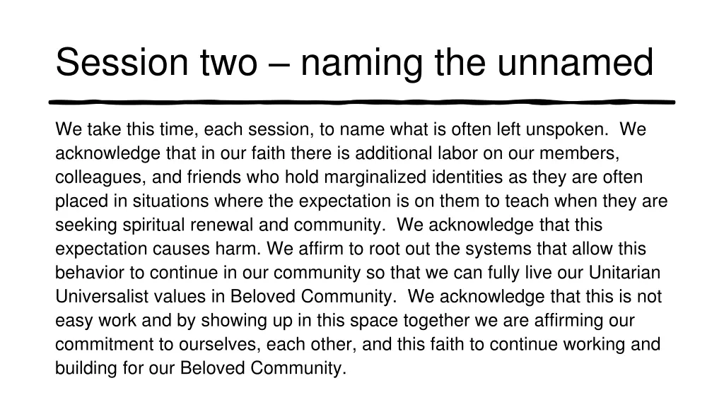 session two naming the unnamed