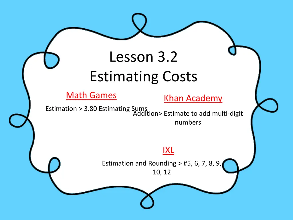 lesson 3 2 estimating costs