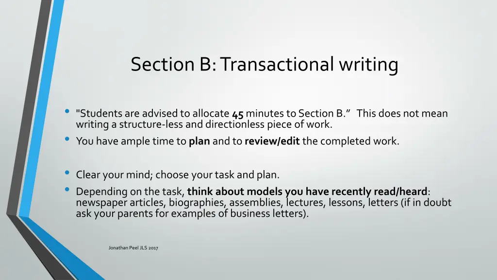 section b transactional writing