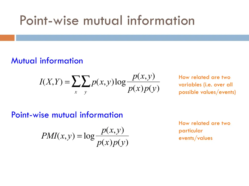point wise mutual information