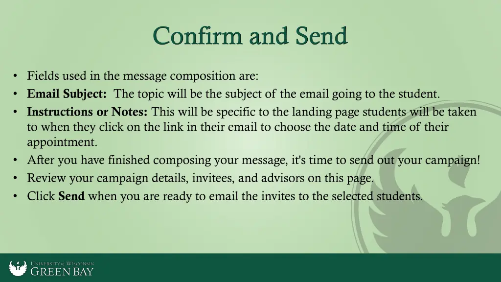 confirm and send