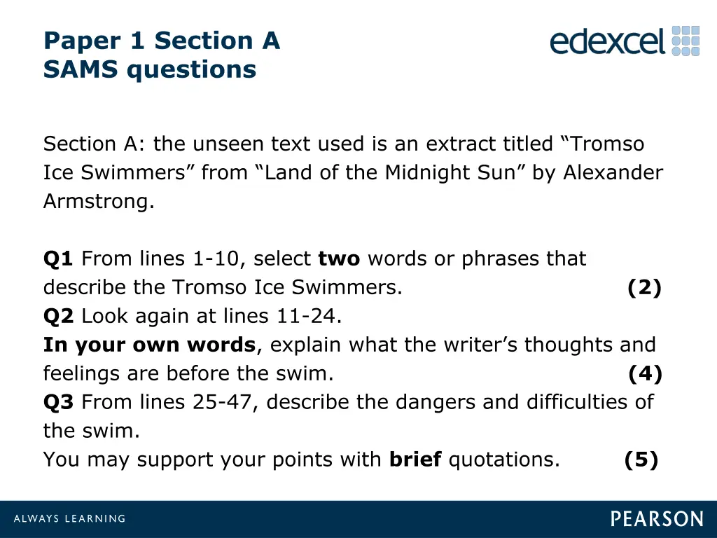 paper 1 section a sams questions