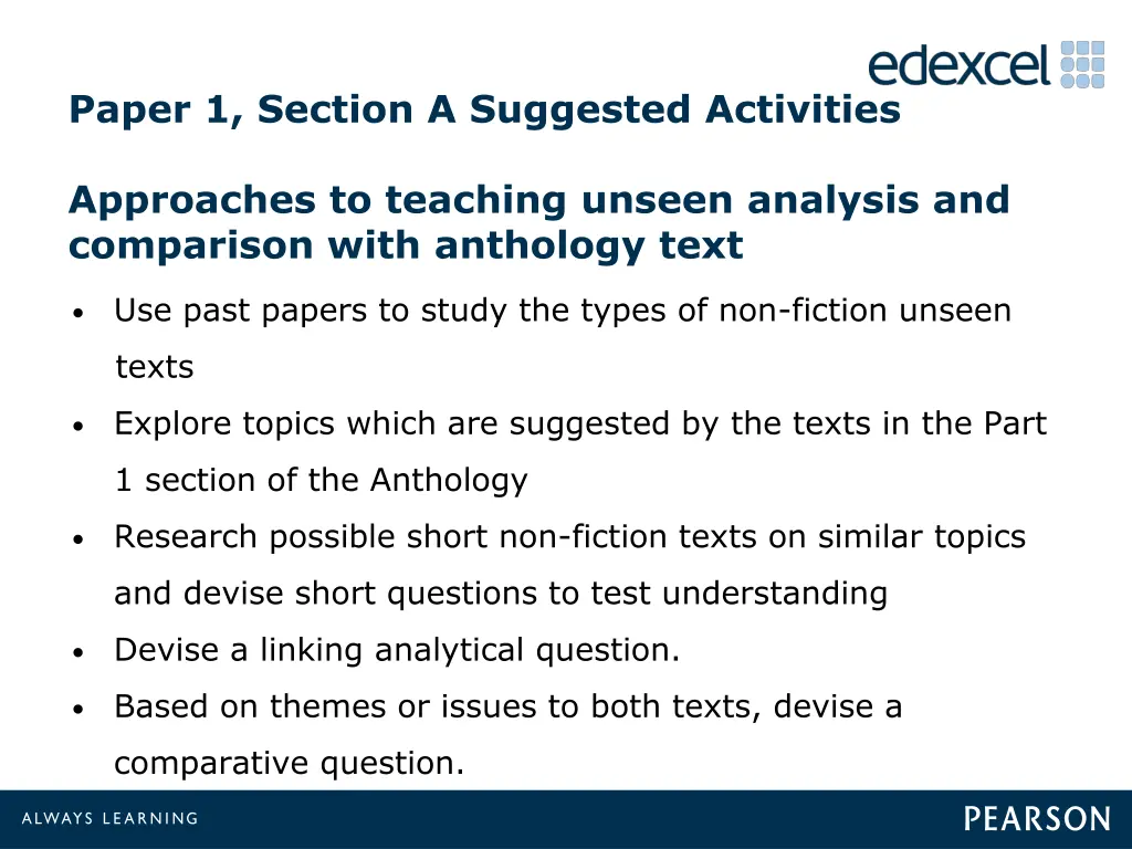 paper 1 section a suggested activities