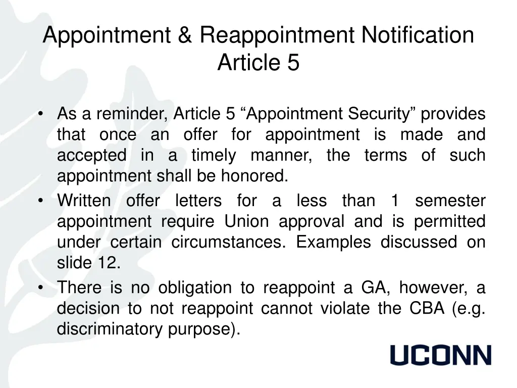 appointment reappointment notification article 5