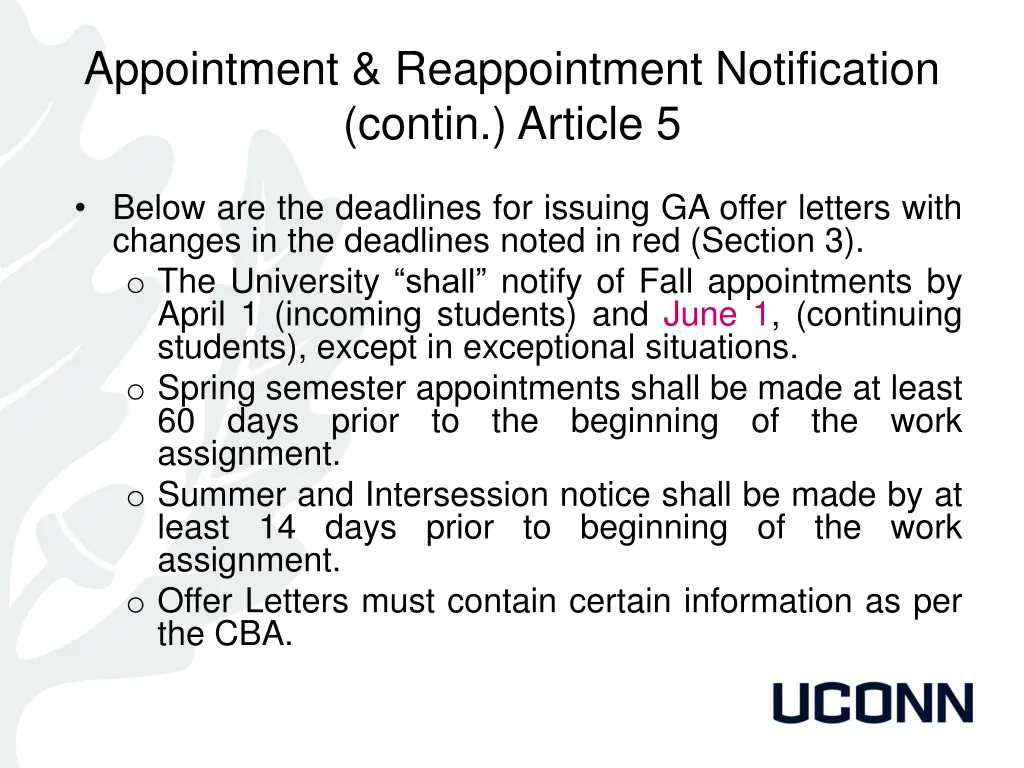 appointment reappointment notification contin