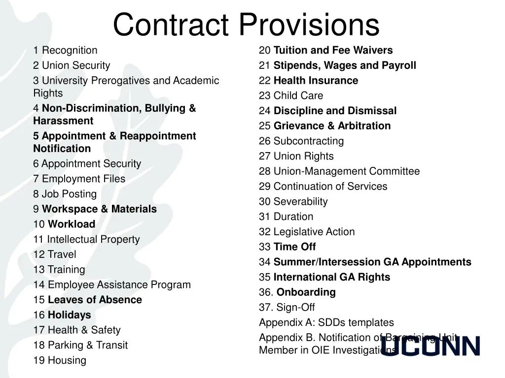 contract provisions