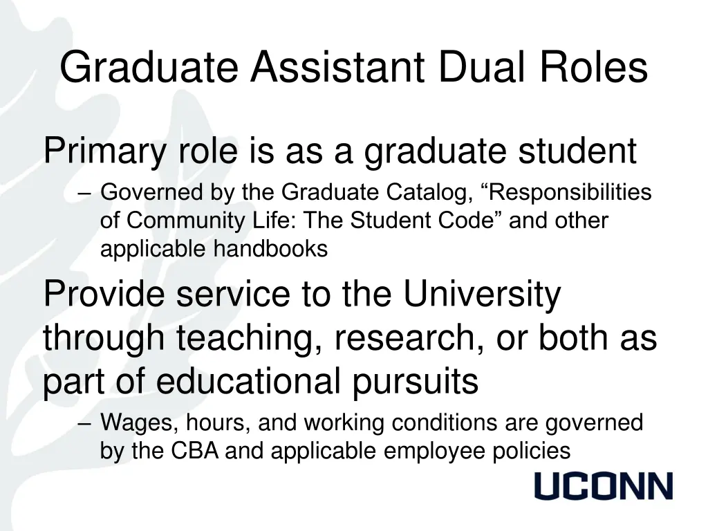 graduate assistant dual roles