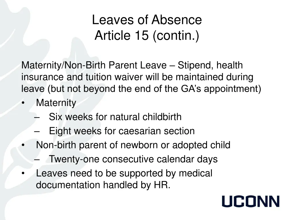 leaves of absence article 15 contin