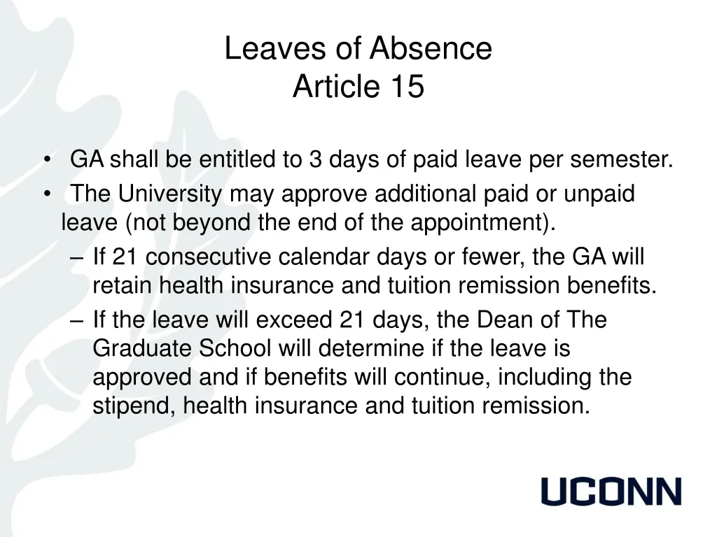 leaves of absence article 15