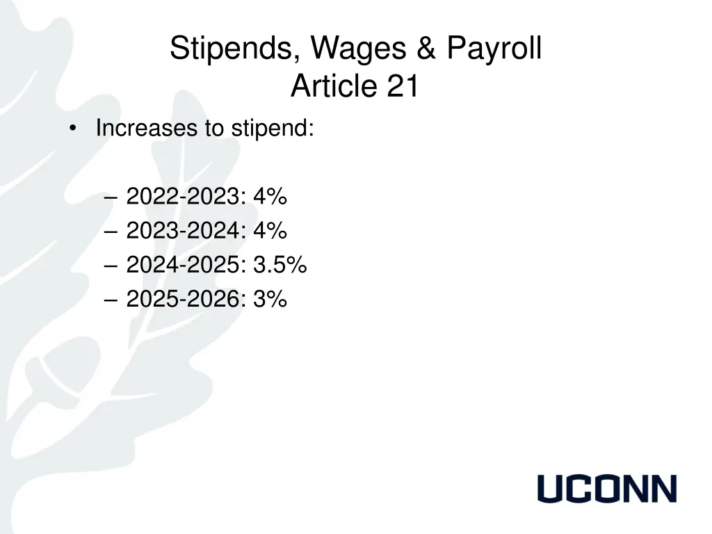 stipends wages payroll article 21 increases