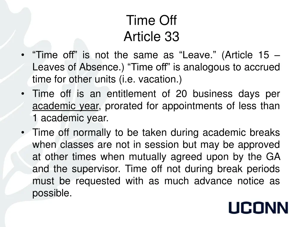 time off article 33