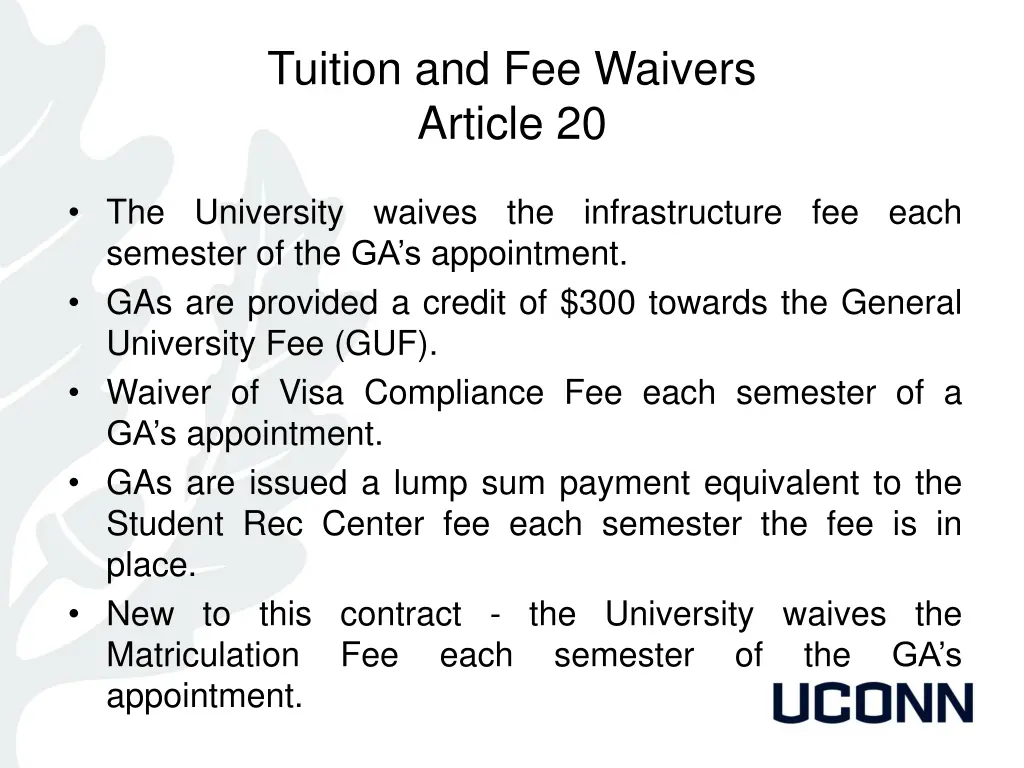 tuition and fee waivers article 20