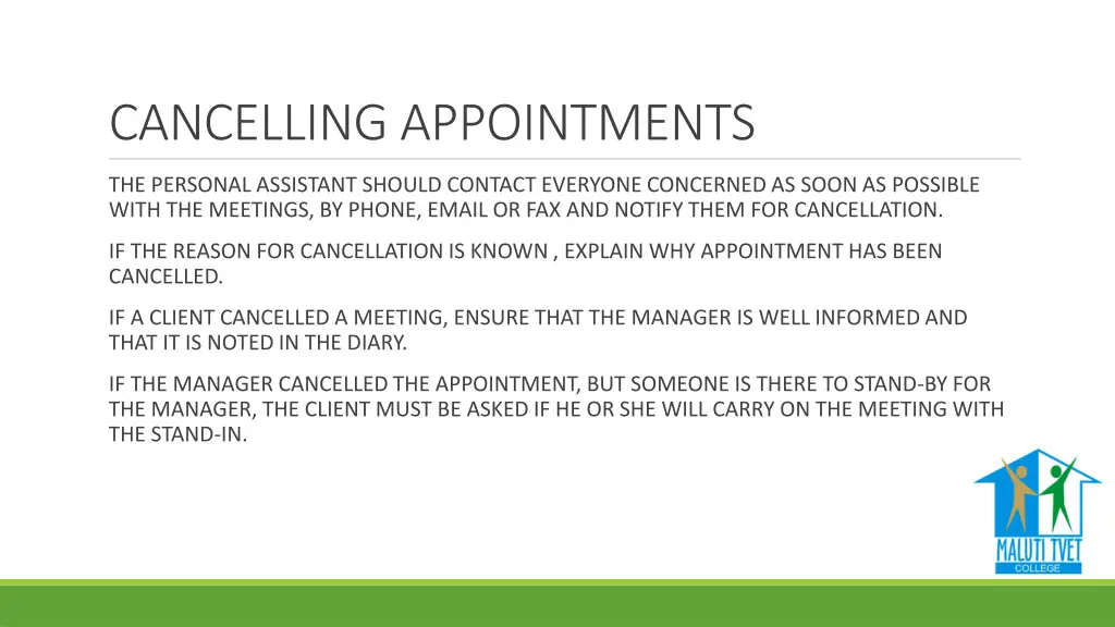 cancelling appointments
