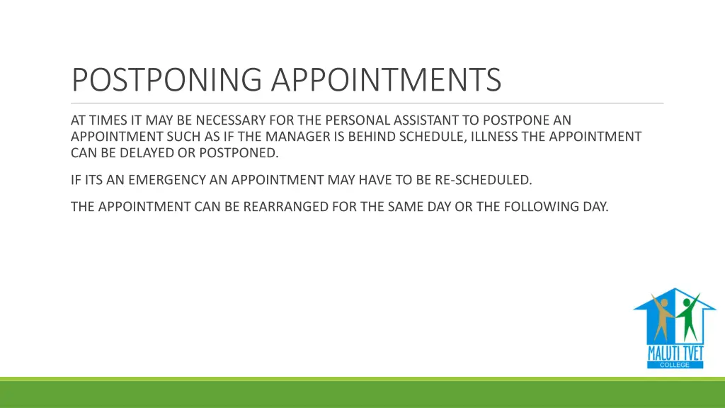 postponing appointments