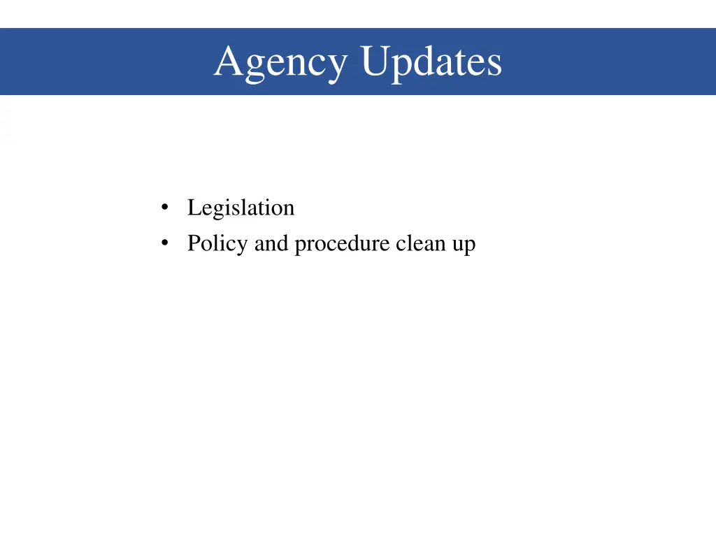 agency updates