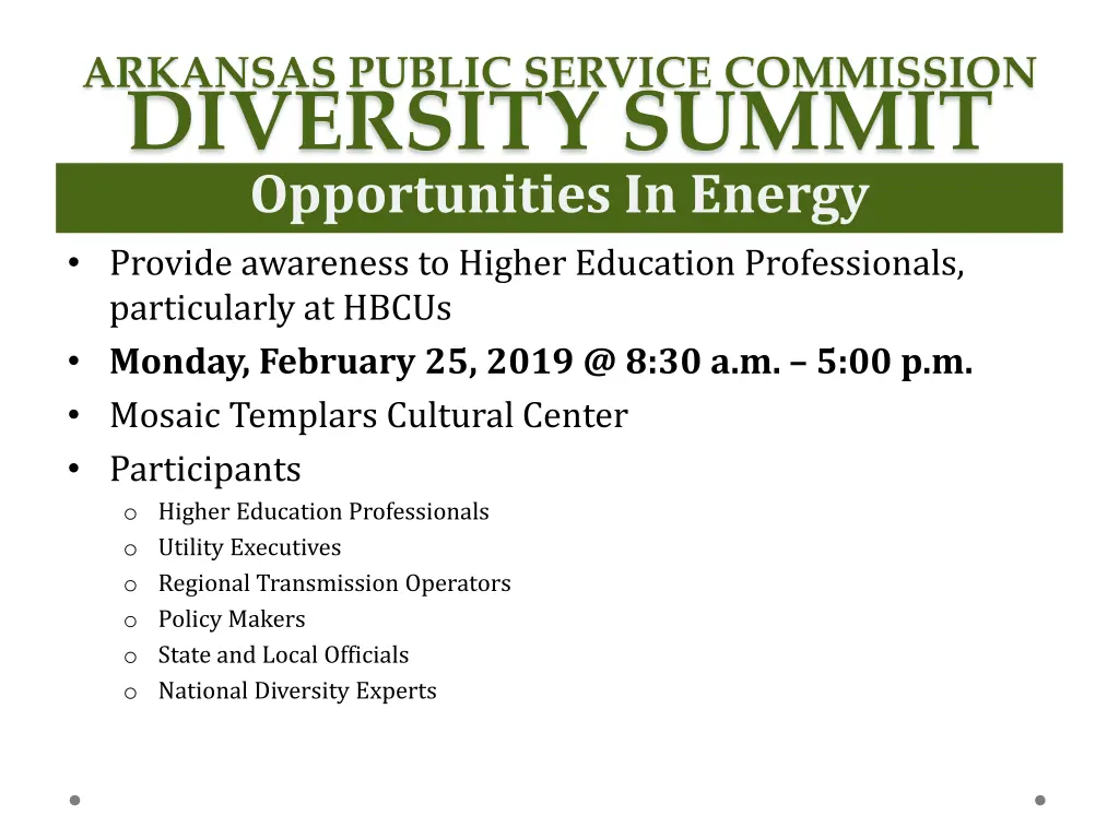 arkansas public service commission diversity