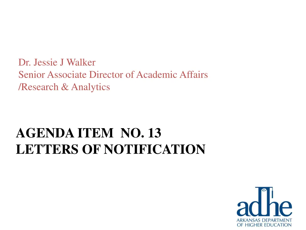 dr jessie j walker senior associate director