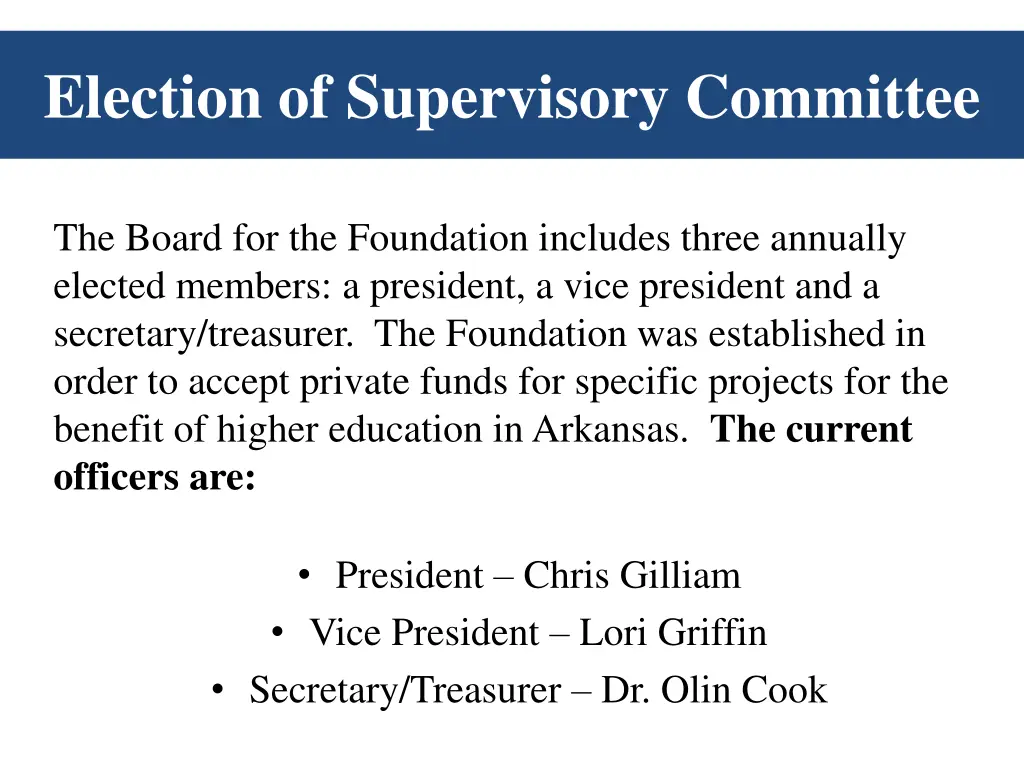 election of supervisory committee