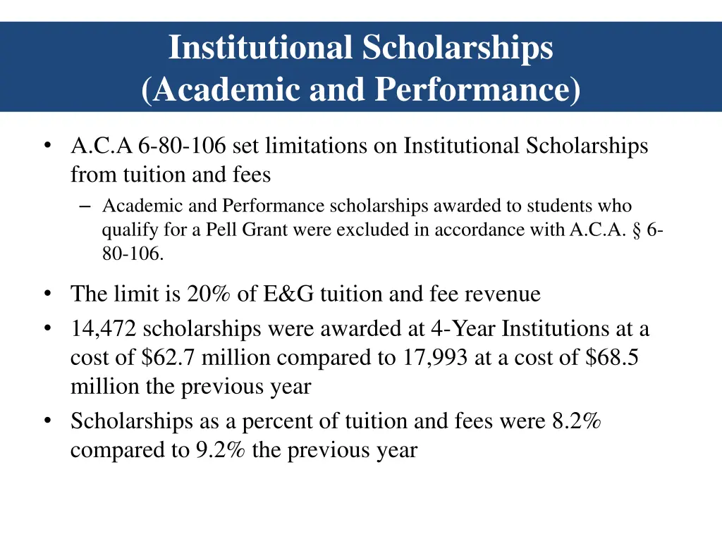 institutional scholarships academic