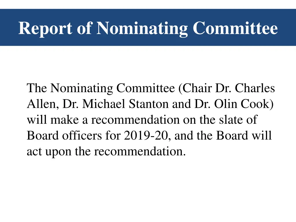 report of nominating committee