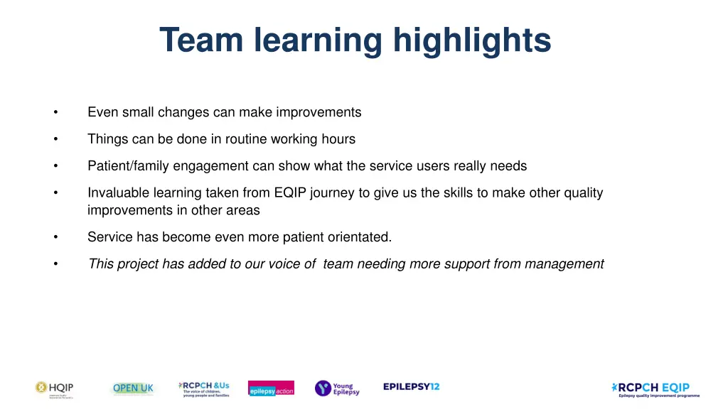 team learning highlights