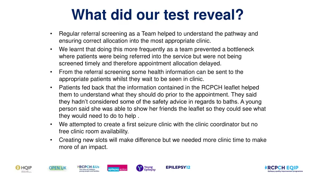 what did our test reveal