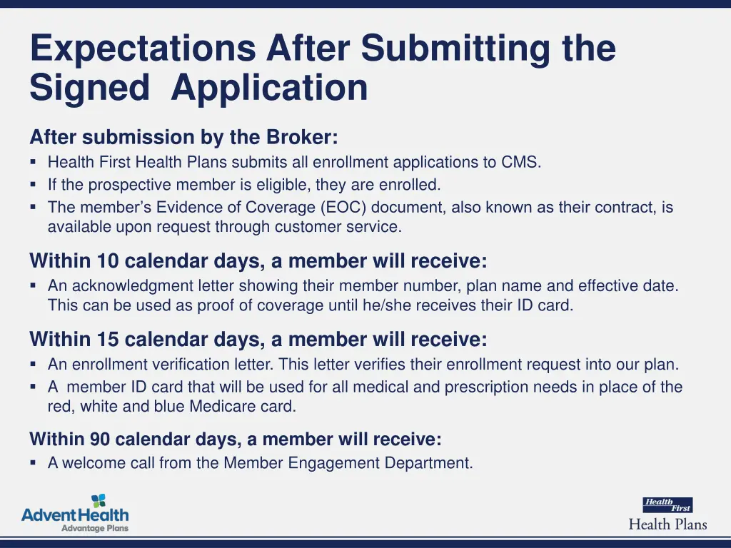 expectations after submitting the signed