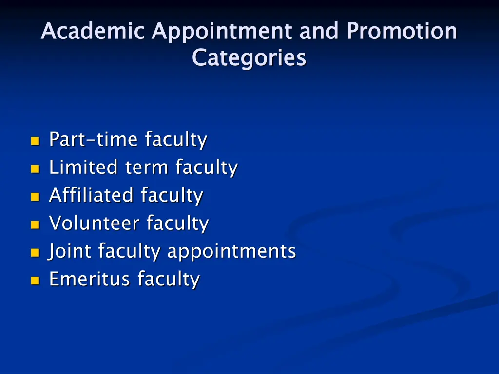 academic appointment and promotion categories 1