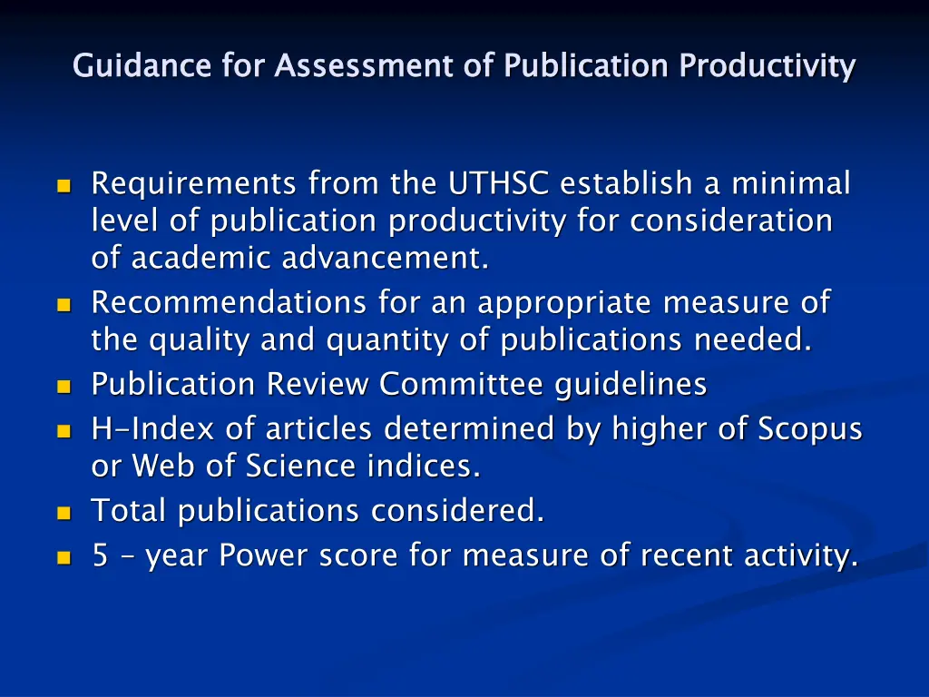 guidance for assessment of publication