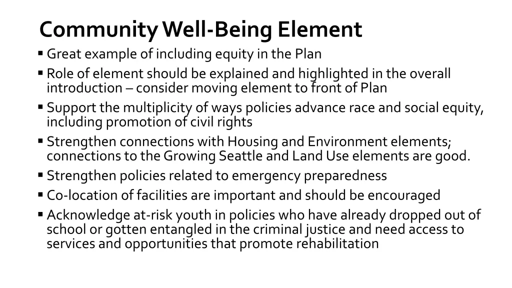 community well being element great example