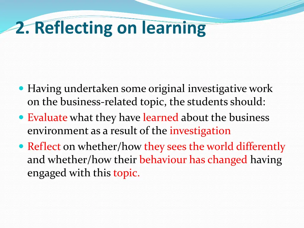 2 reflecting on learning