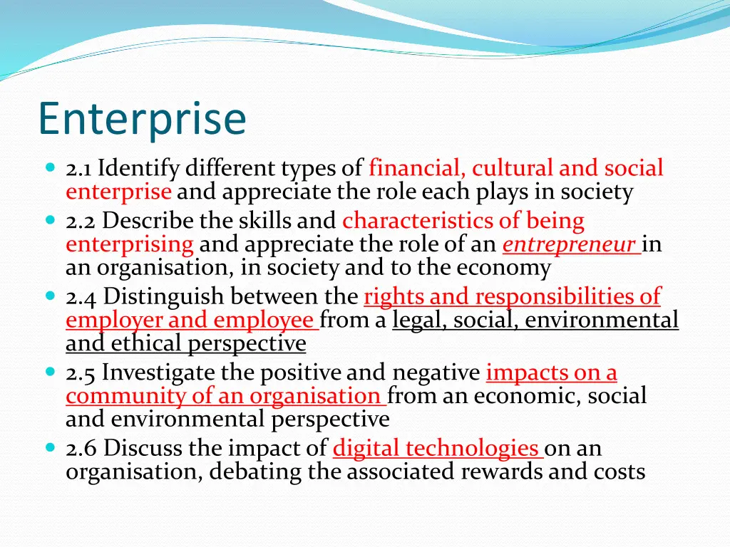 enterprise 2 1 identify different types