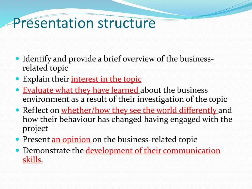 presentation structure