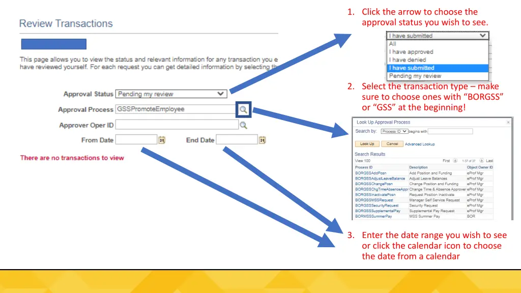 1 click the arrow to choose the approval status