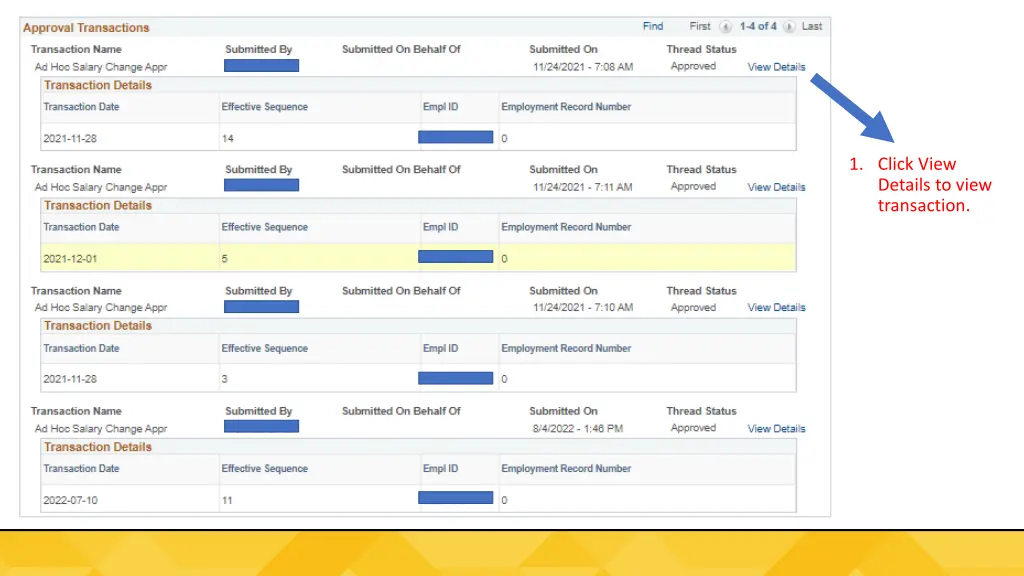 1 click view details to view transaction
